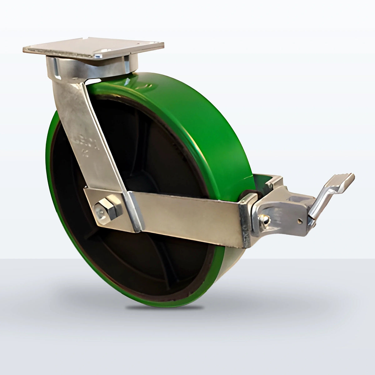 12" Polyurethane on Cast Iron Caster, Top Plate, 3500 lb Capacity - Roller Bearing, 4-1/2 X 6-1/4 Plate