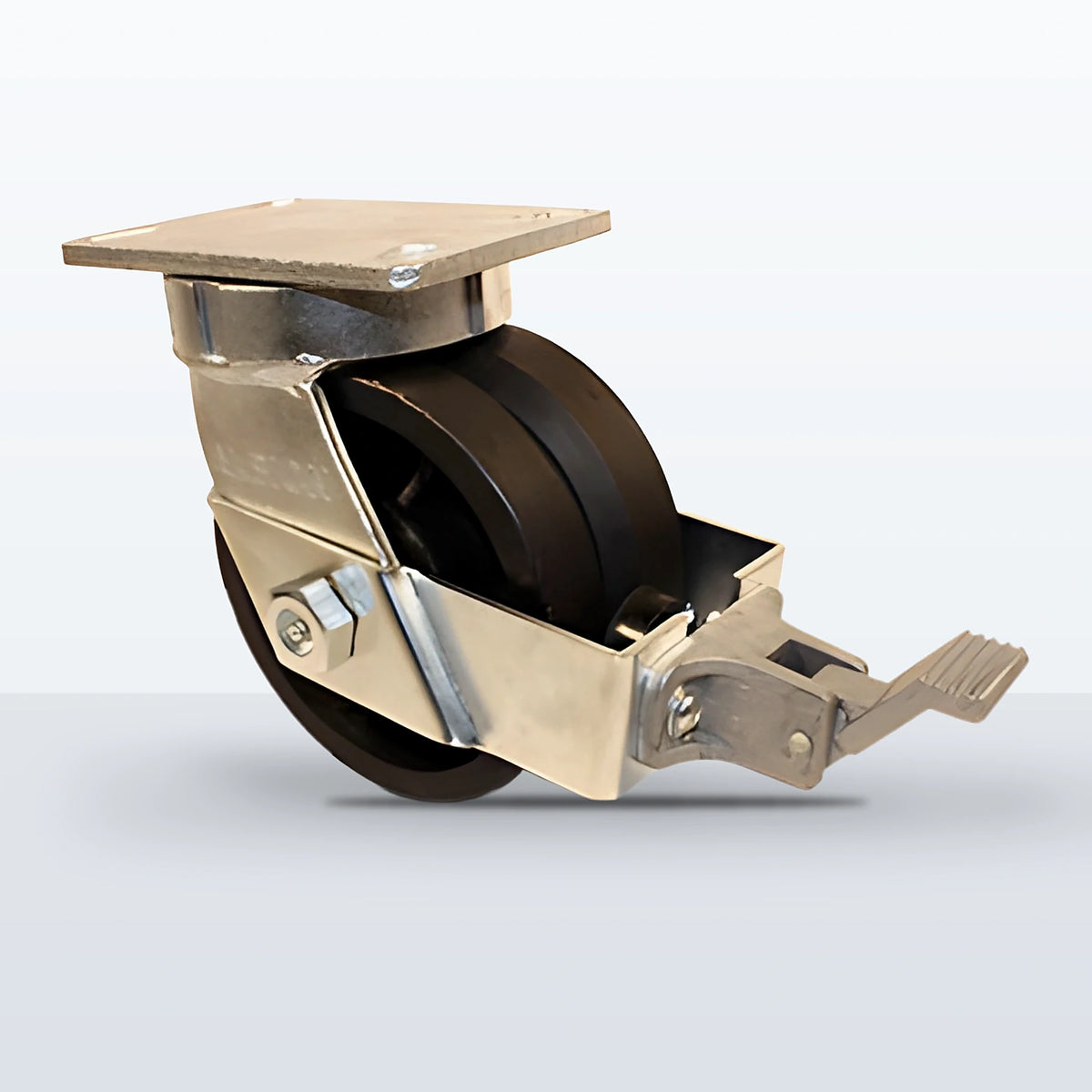 6" V-groove Cast Iron Caster, Top Plate, 3500 lb Capacity - Roller Bearing, 4-1/2 X 6-1/4 Plate