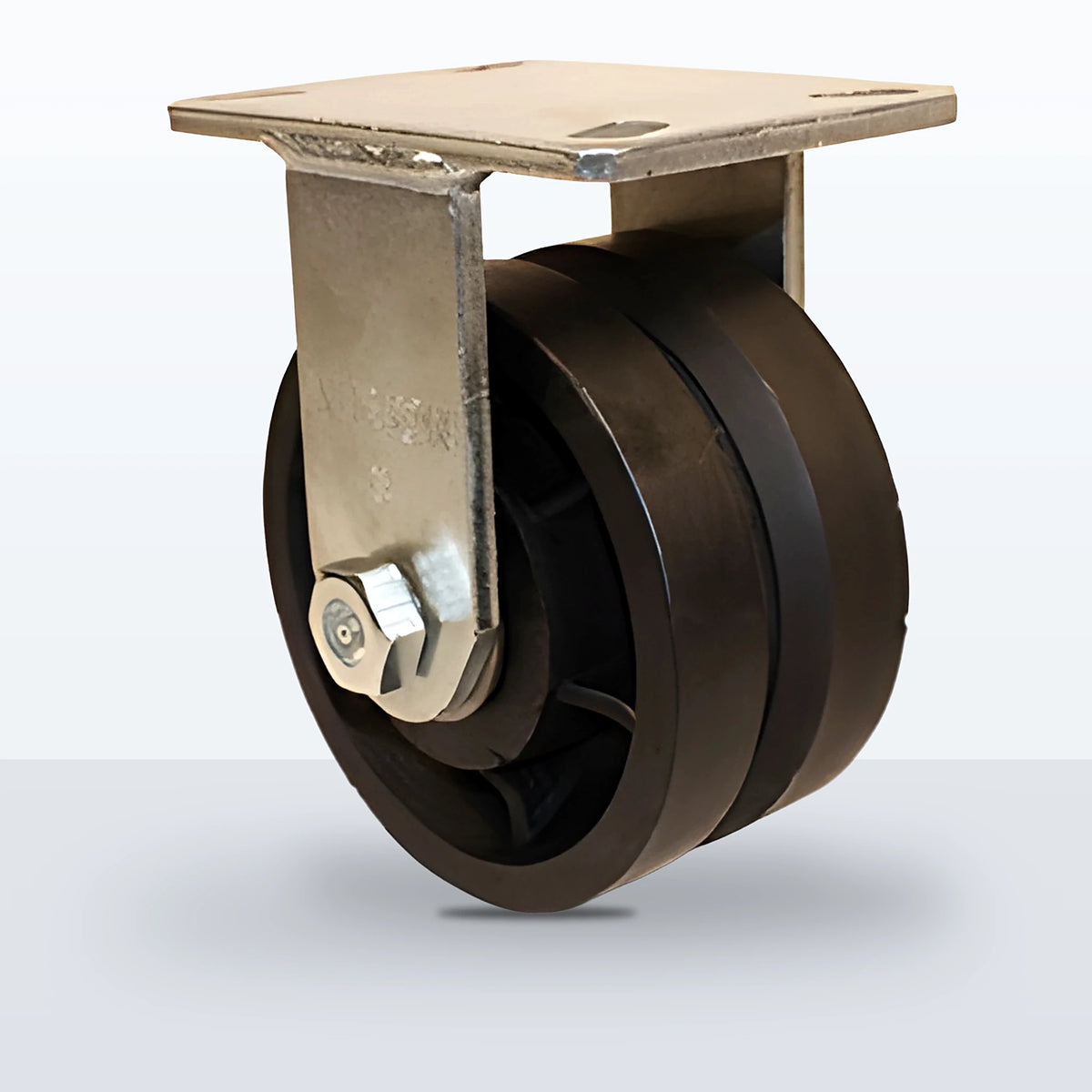 6" V-groove Cast Iron Caster, Top Plate, 3500 lb Capacity - Roller Bearing, 4-1/2 X 6-1/4 Plate