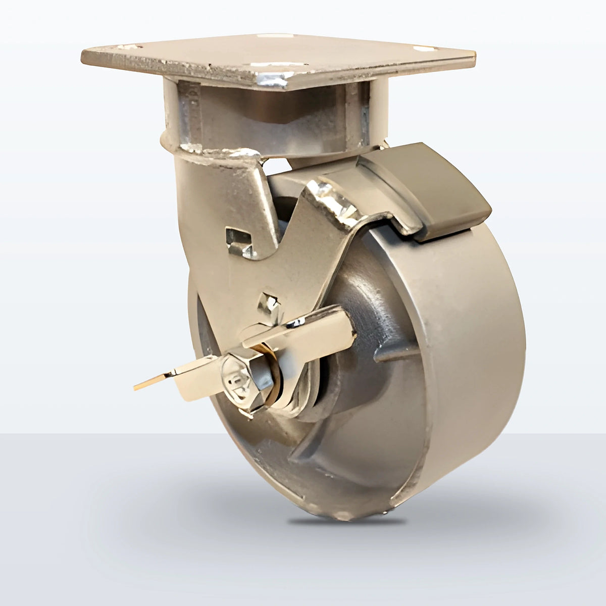 5" Cast Iron Caster, Top Plate, 1000 lb Capacity - Roller Bearing, 4 X 4-1/2 Plate