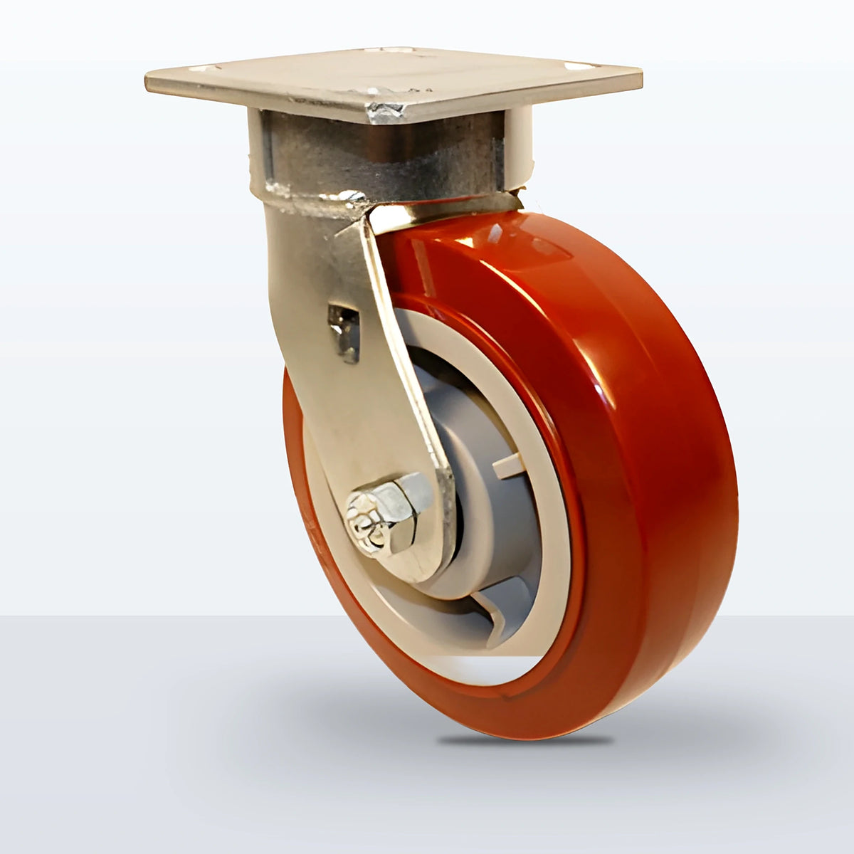 6" Polyurethane on Polypropylene Caster, Top Plate, 900 lb Capacity - Roller Bearing, 4 X 4-1/2 Plate