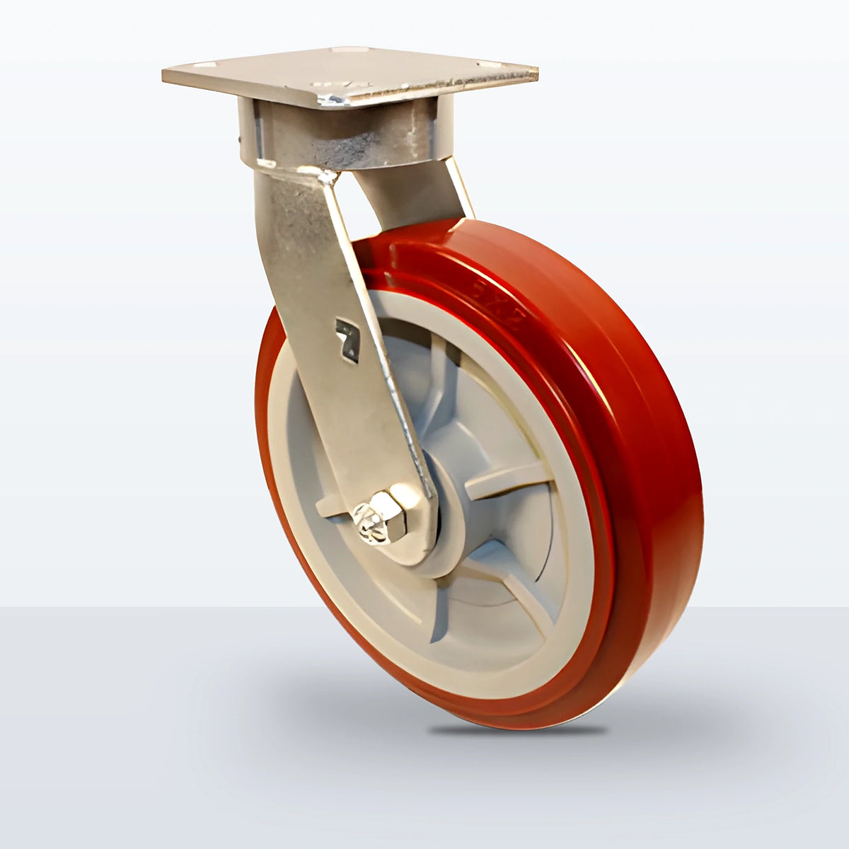 8" Polyurethane on Polypropylene Caster, Top Plate, 1000 lb Capacity - Roller Bearing, 4 X 4-1/2 Plate
