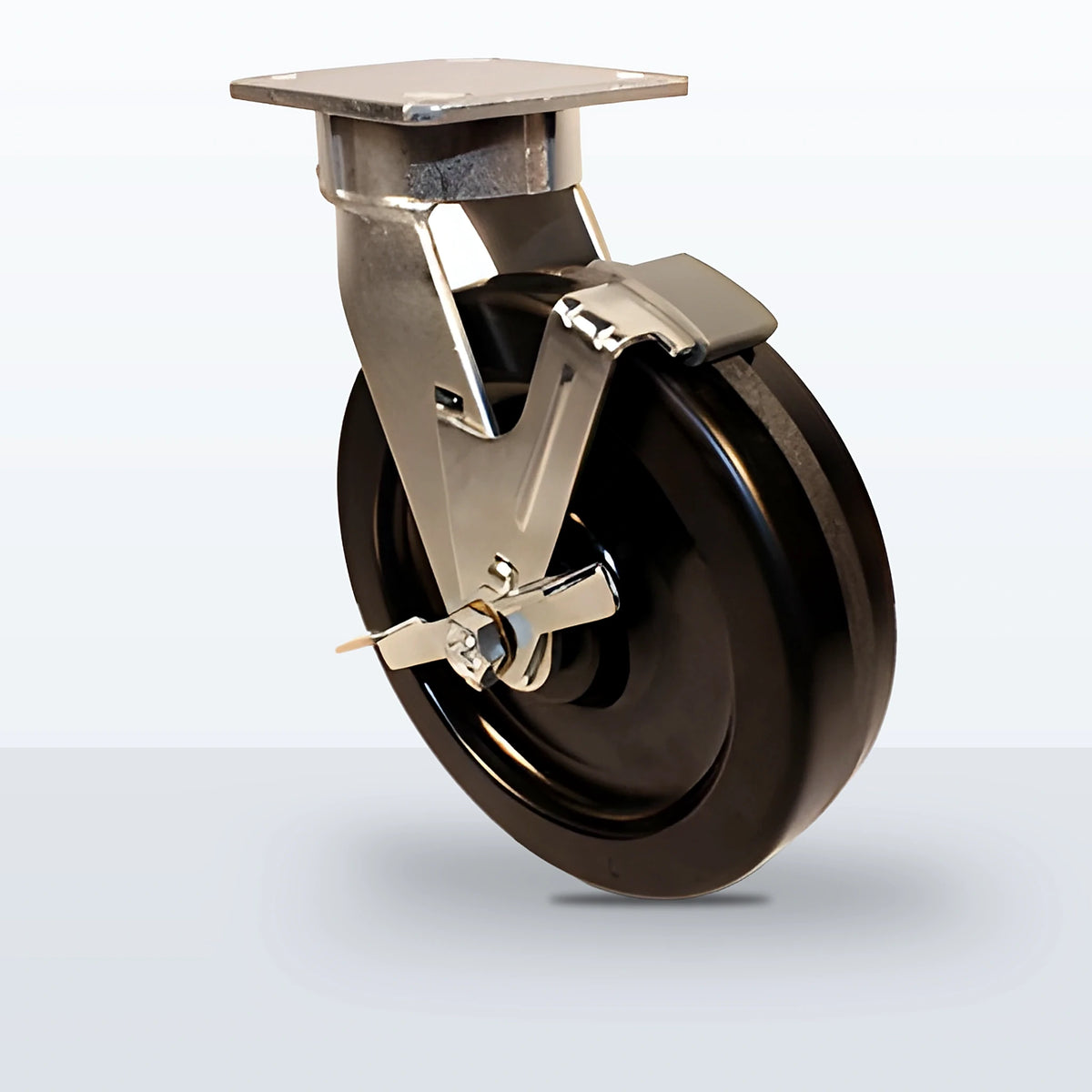 8" Phenolic Caster, Top Plate, 1250 lb Capacity - Roller Bearing, 4 X 4-1/2 Plate