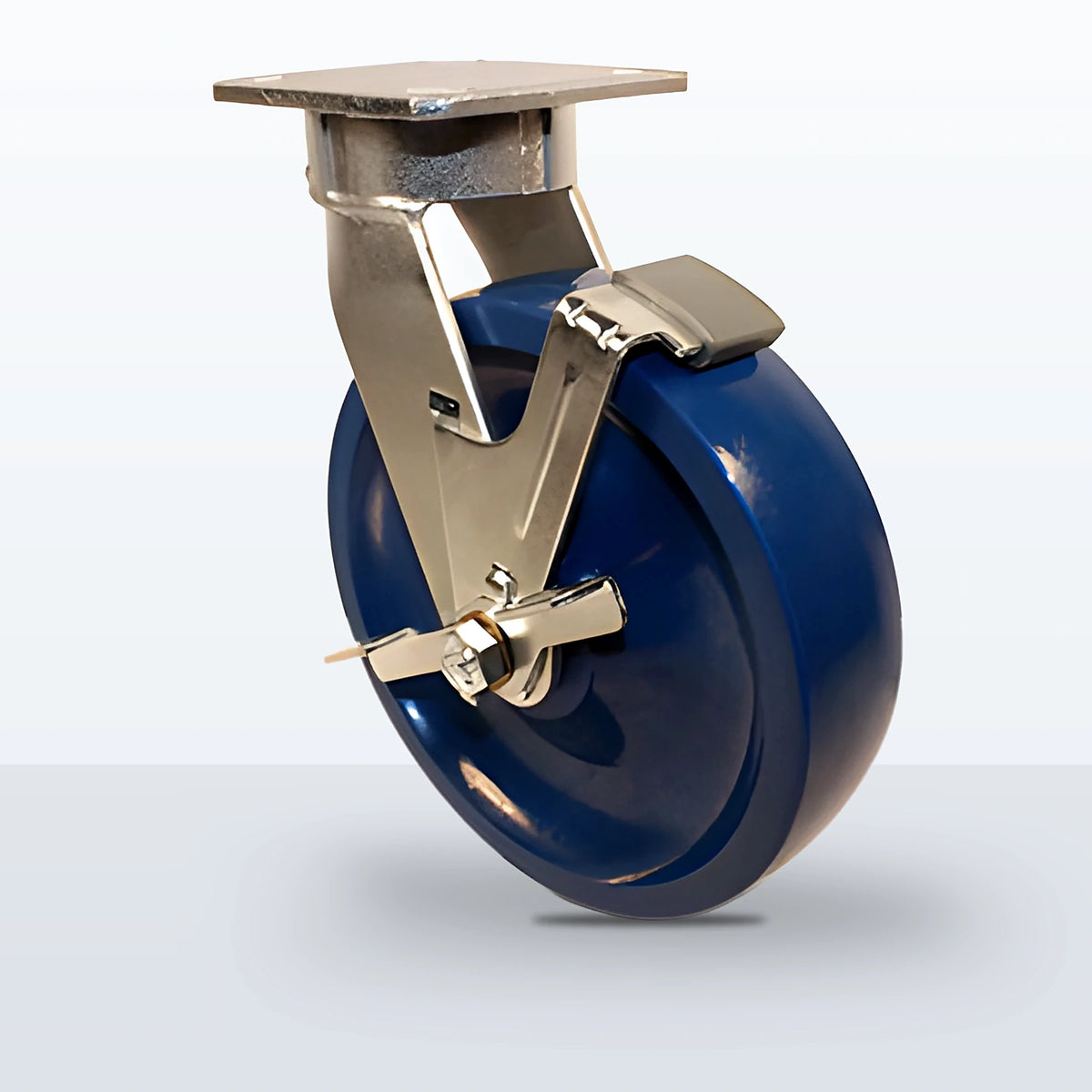 8" Solid Polyurethane Caster, Top Plate, 1000 lb Capacity - Roller Bearing, 4 X 4-1/2 Plate, 10-1/8" Overall Height