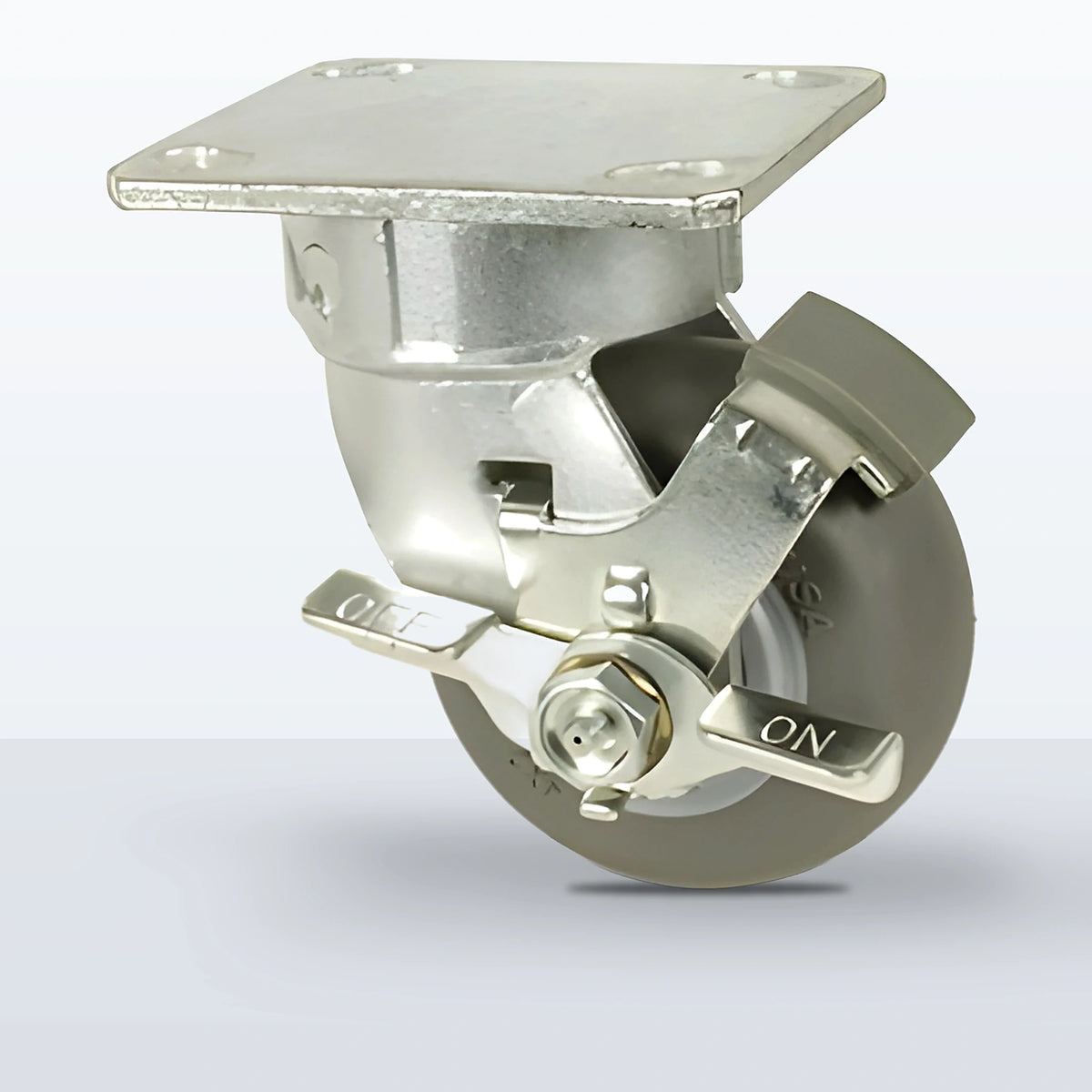 4" Thermoplastic Rubber Caster, Top Plate, 350 lb Capacity - Roller Bearing, 4 X 4-1/2 Plate, 5-5/8" Overall Height