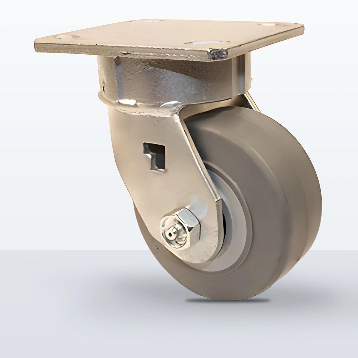 4" Thermoplastic Rubber Caster, Top Plate, 350 lb Capacity - Roller Bearing, 4 X 4-1/2 Plate, 5-5/8" Overall Height, Zinc