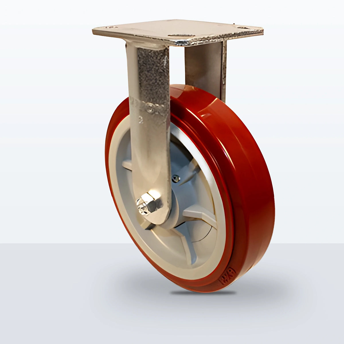 8" Polyurethane on Polypropylene Caster, Top Plate, 1000 lb Capacity - Roller Bearing, 4 X 4-1/2 Plate, 10-1/8" Overall Height, Zinc