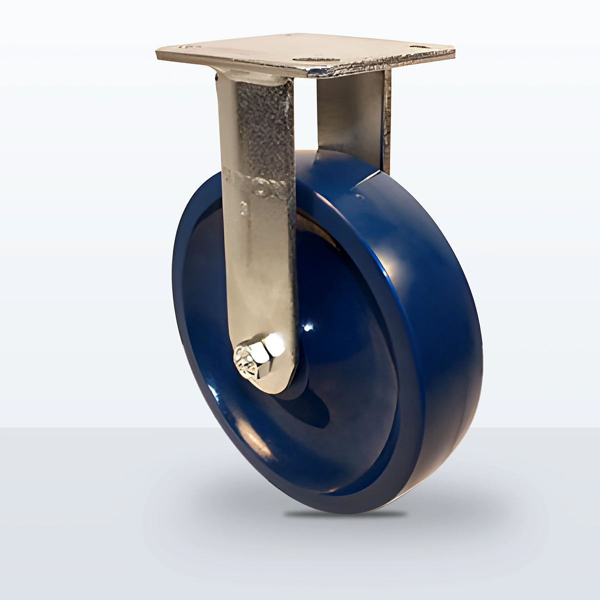 8" Solid Polyurethane Caster, Top Plate, 1000 lb Capacity - Roller Bearing, 4 X 4-1/2 Plate, 10-1/8" Overall Height, Zinc
