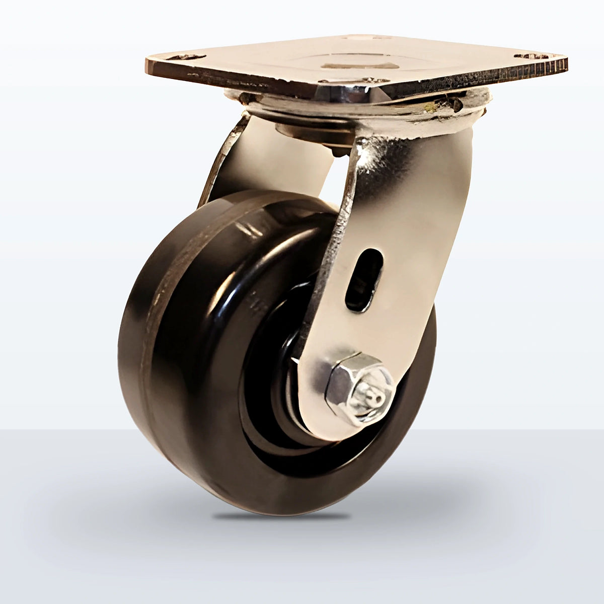 Stainless Steel 4" Phenolic Caster, Top Plate, 800 lb Capacity - Delrin Bearing