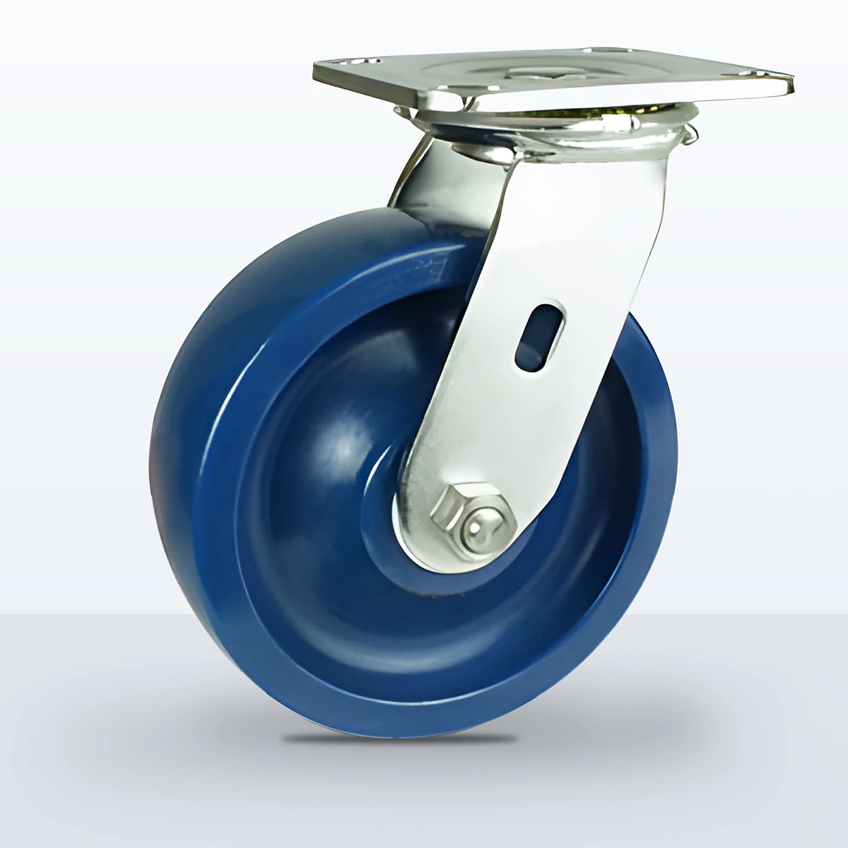 Stainless Steel 6" Solid Polyurethane Caster, Top Plate, 900 lb Capacity - Delrin Bearing