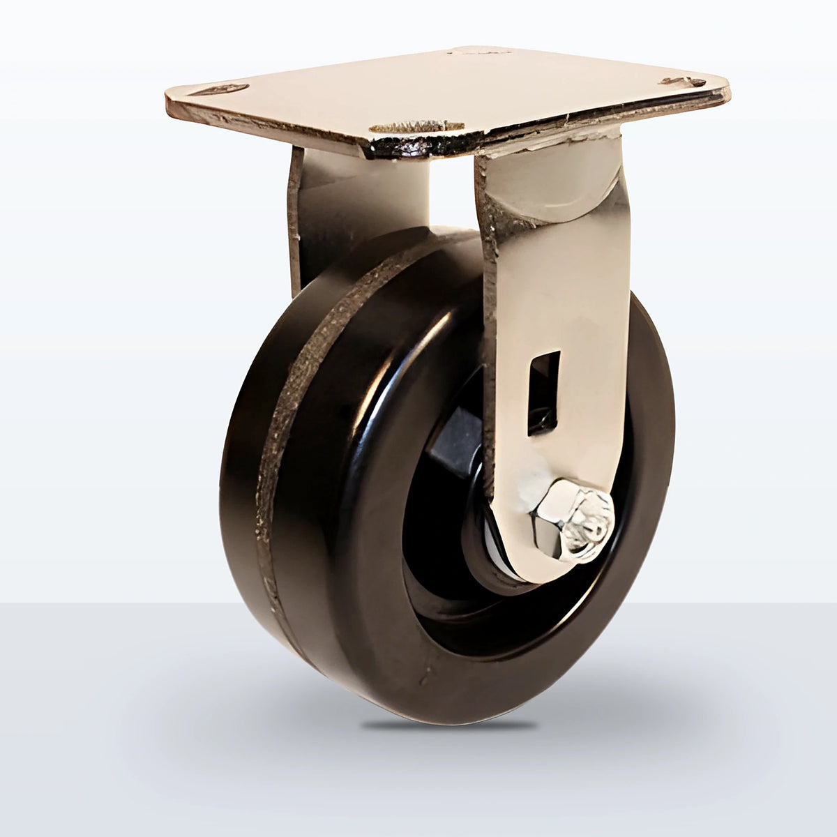 Stainless Steel 5" Phenolic Caster, Top Plate, 1000 lb Capacity - Delrin Bearing