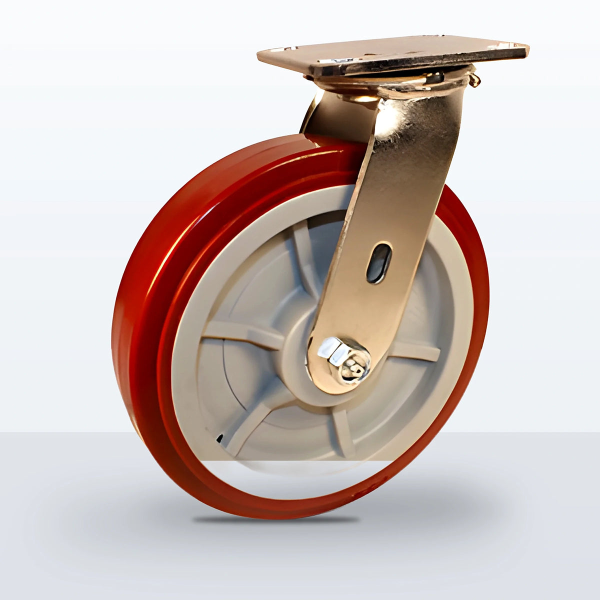 Stainless Steel 8" Polyurethane on Polypropylene Caster, Top Plate, 1000 lb Capacity - Delrin Bearing