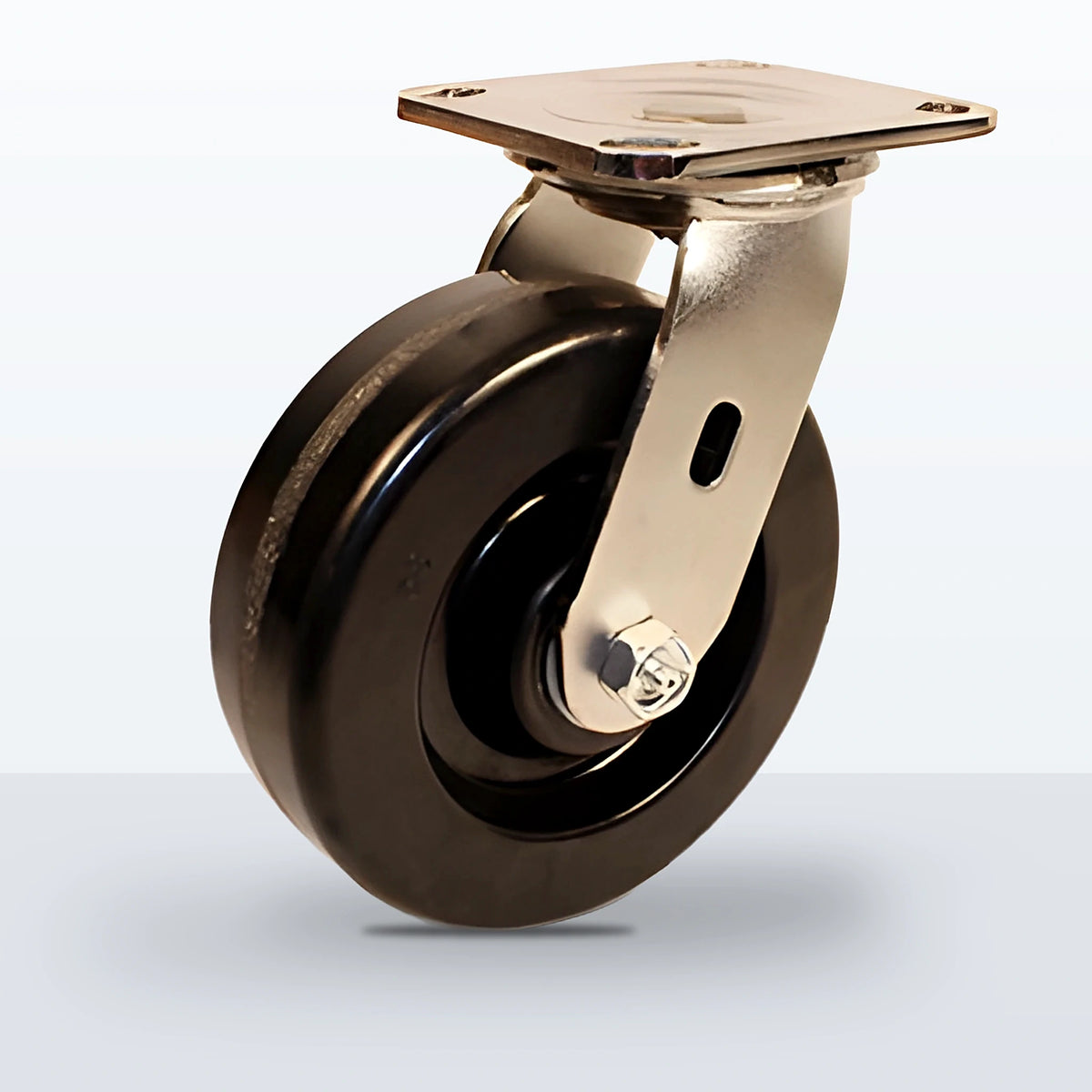 Stainless Steel 6" Phenolic Caster, Top Plate, 1200 lb Capacity - Delrin Bearing