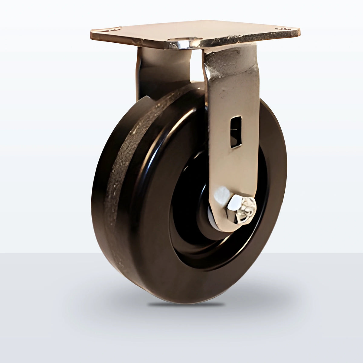 Stainless Steel 6" Phenolic Caster, Top Plate, 1200 lb Capacity - Delrin Bearing