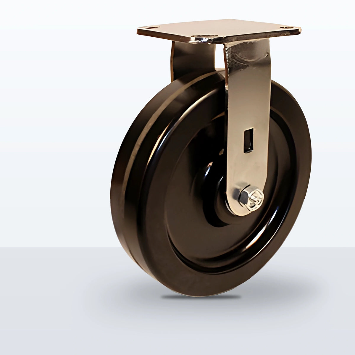 Stainless Steel 8" Phenolic Caster, Top Plate, 1250 lb Capacity - Delrin Bearing
