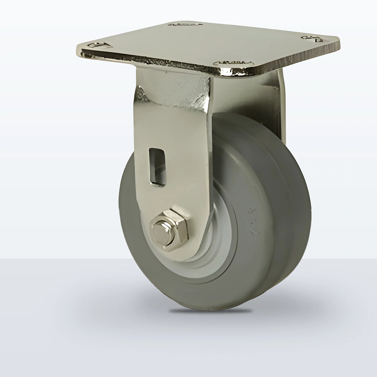 Stainless Steel 4" Thermoplastic Rubber Caster, Top Plate, 350 lb Capacity - Delrin Bearing