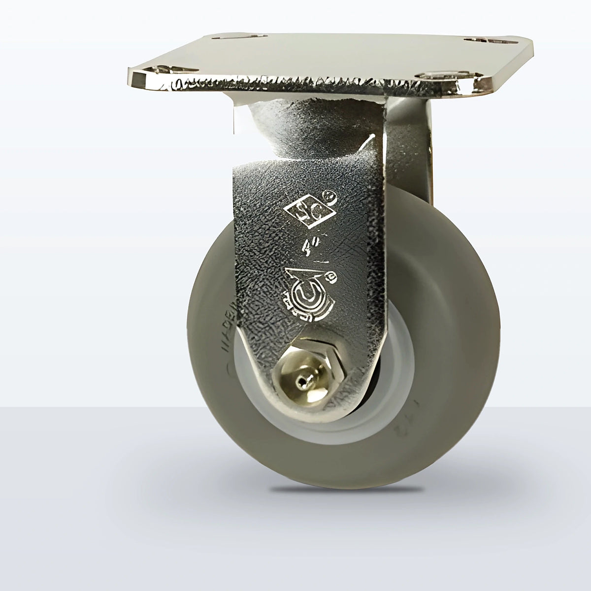 Stainless Steel 4" Thermoplastic Rubber Caster, Top Plate, 350 lb Capacity - Delrin Bearing, 4 X 4-1/2 Plate