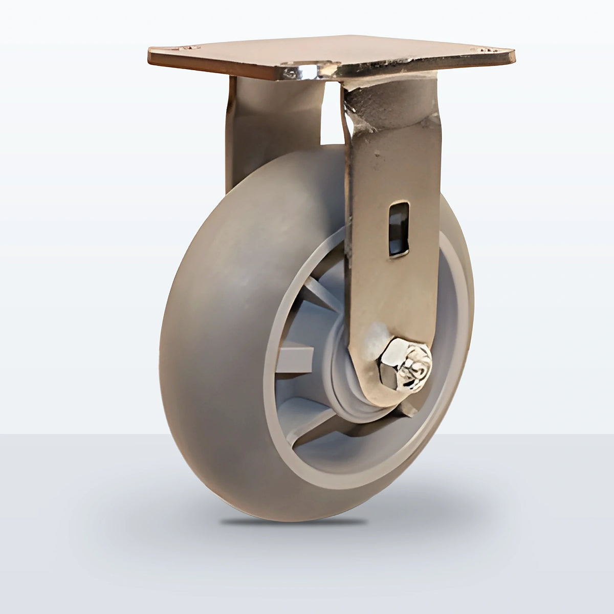 Stainless Steel 6" Thermoplastic Rubber Caster, Top Plate, 500 lb Capacity - Delrin Bearing, 4 X 4-1/2 Plate