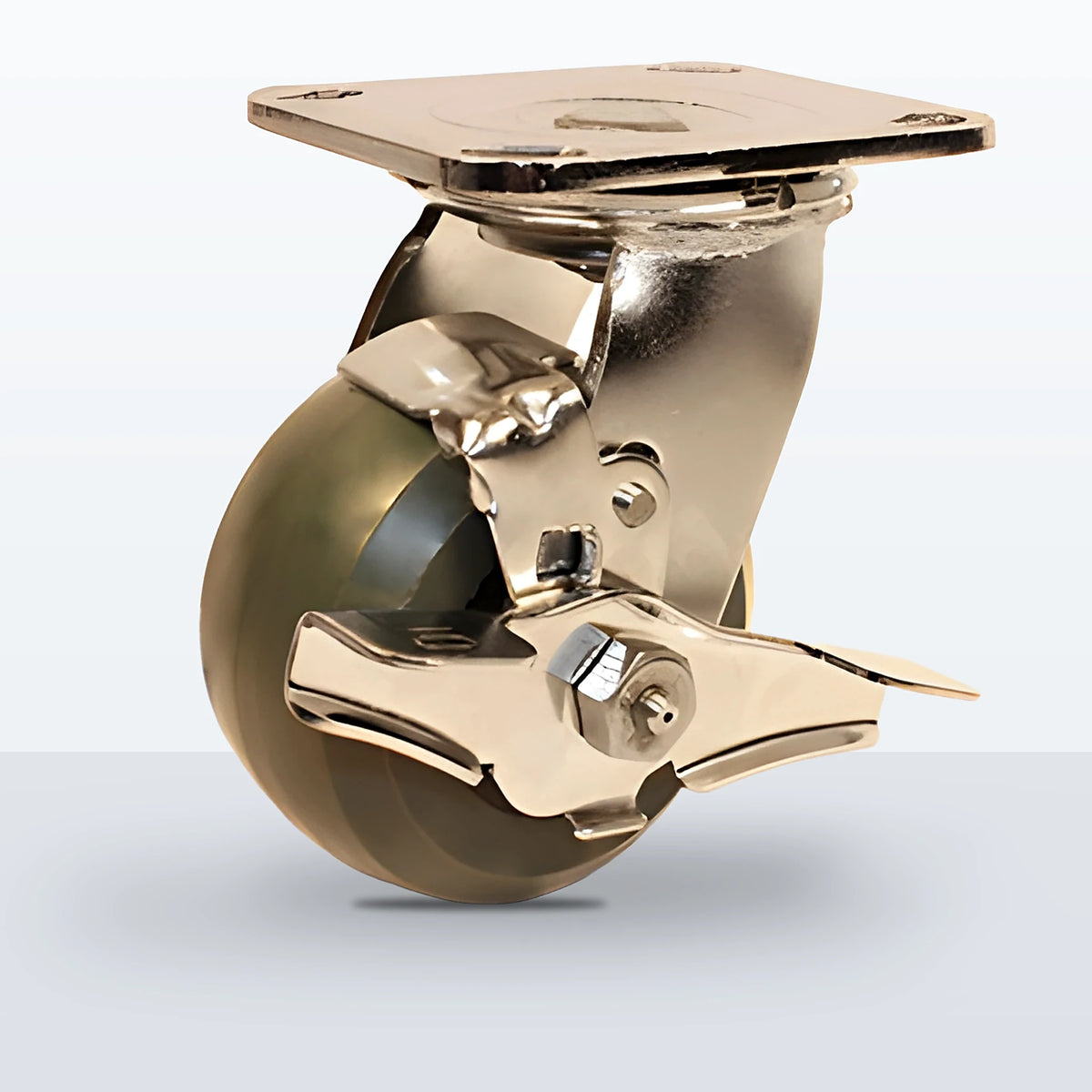 Stainless Steel 4" Premium Solid Polyurethane Caster, Top Plate, 1000 lb Capacity - Delrin Bearing