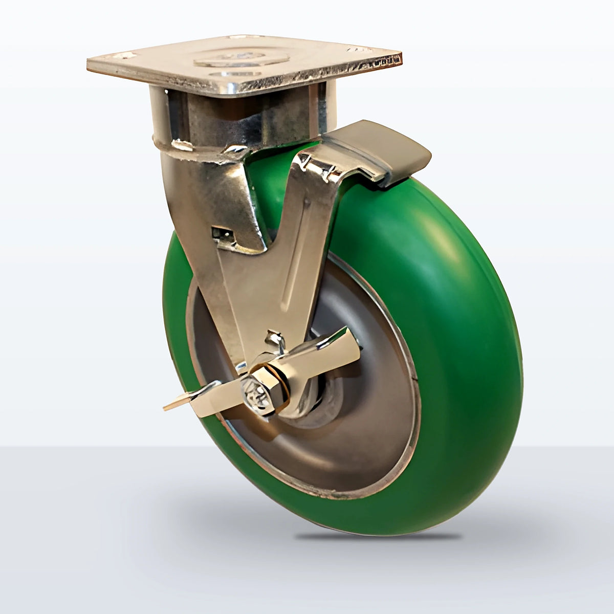 8" Polyurethane on Aluminum (round Tread) Caster, Top Plate, 1250 lb Capacity - Sealed Precision Ball Bearing