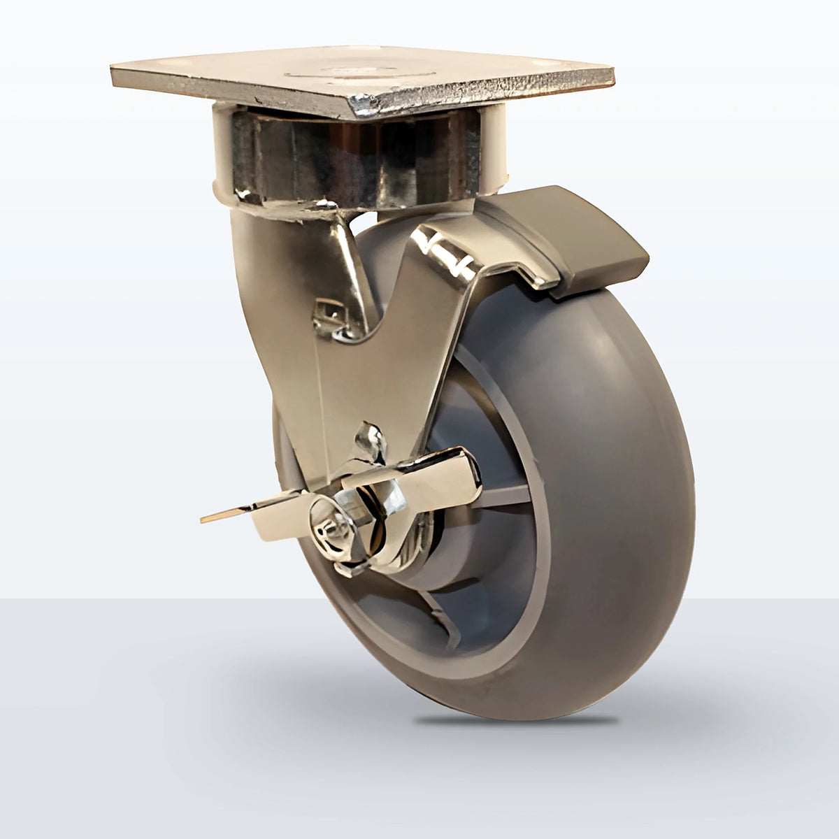 6" Thermoplastic Rubber (round Tread) Caster, Top Plate, 500 lb Capacity - Sealed Precision Ball Bearing