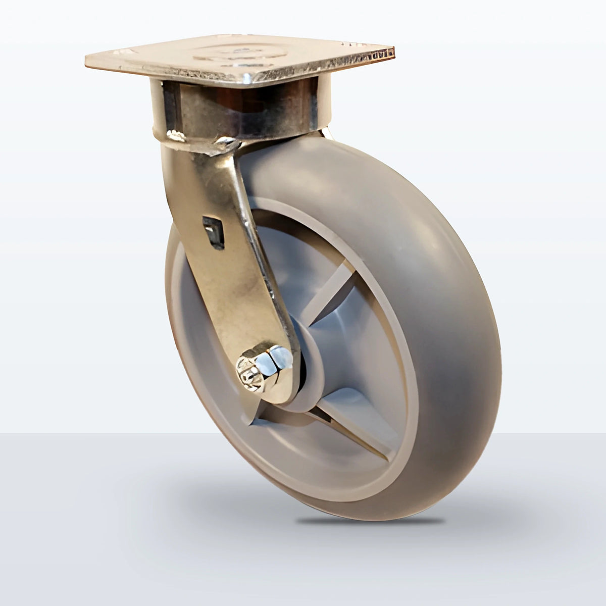 8" Thermoplastic Rubber (round Tread) Caster, Top Plate, 600 lb Capacity - Sealed Precision Ball Bearing