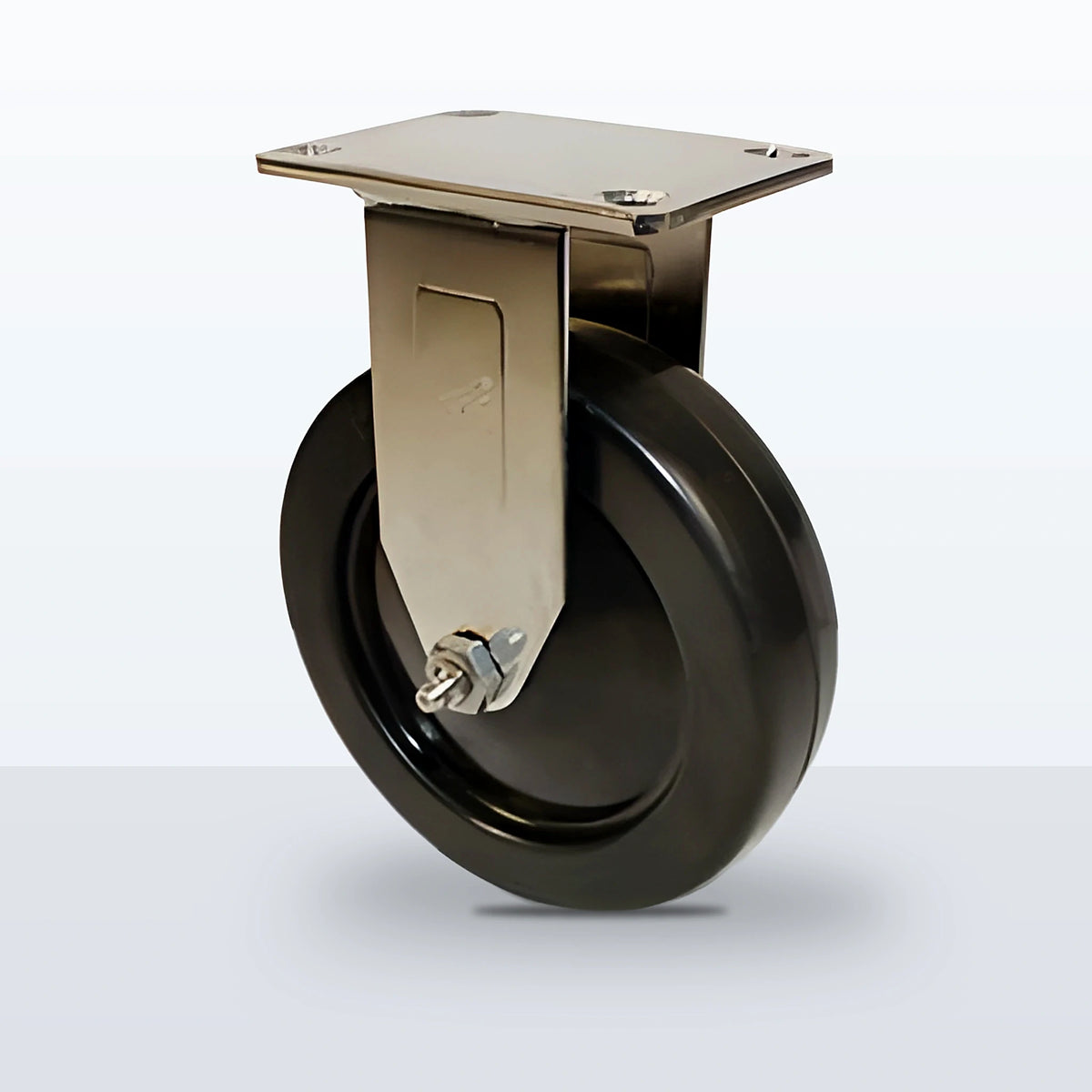 Stainless Steel 5" Soft Rubber Caster, Top Plate, 250 lb Capacity - Plain, 2-3/8 X 3-5/8 Plate