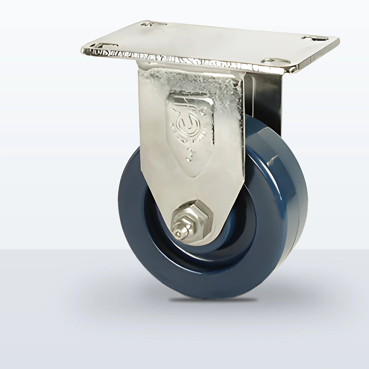 Stainless Steel 3" Solid Polyurethane Caster, Top Plate, 300 lb Capacity - Plain with Stainless Steel Bushing, 2-3/8 X 3-5/8 Plate