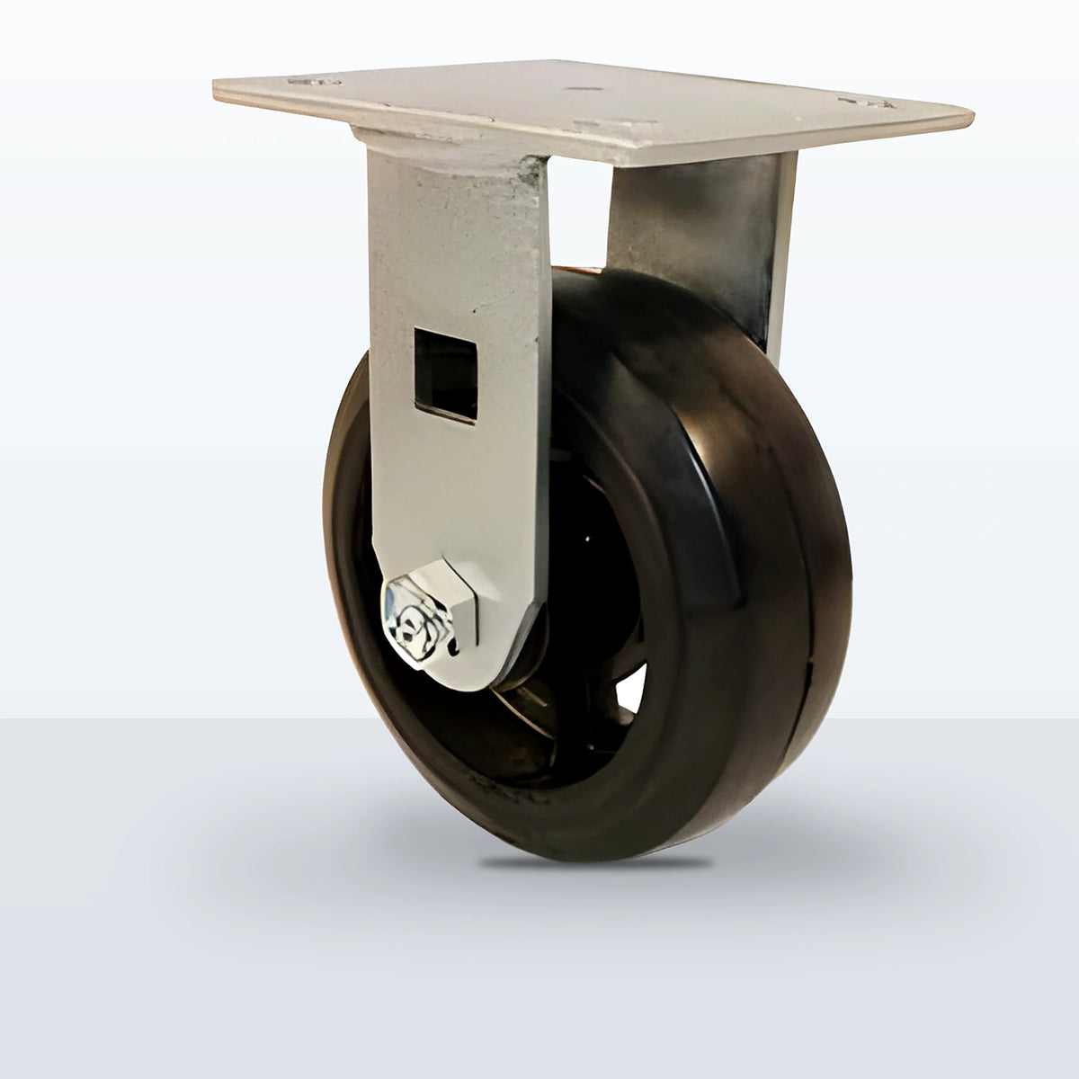 5" Rubber on Cast Iron Caster, Top Plate, 400 lb Capacity - Roller Bearing, 4 X 4-1/2 Plate, 6-1/2" Overall Height