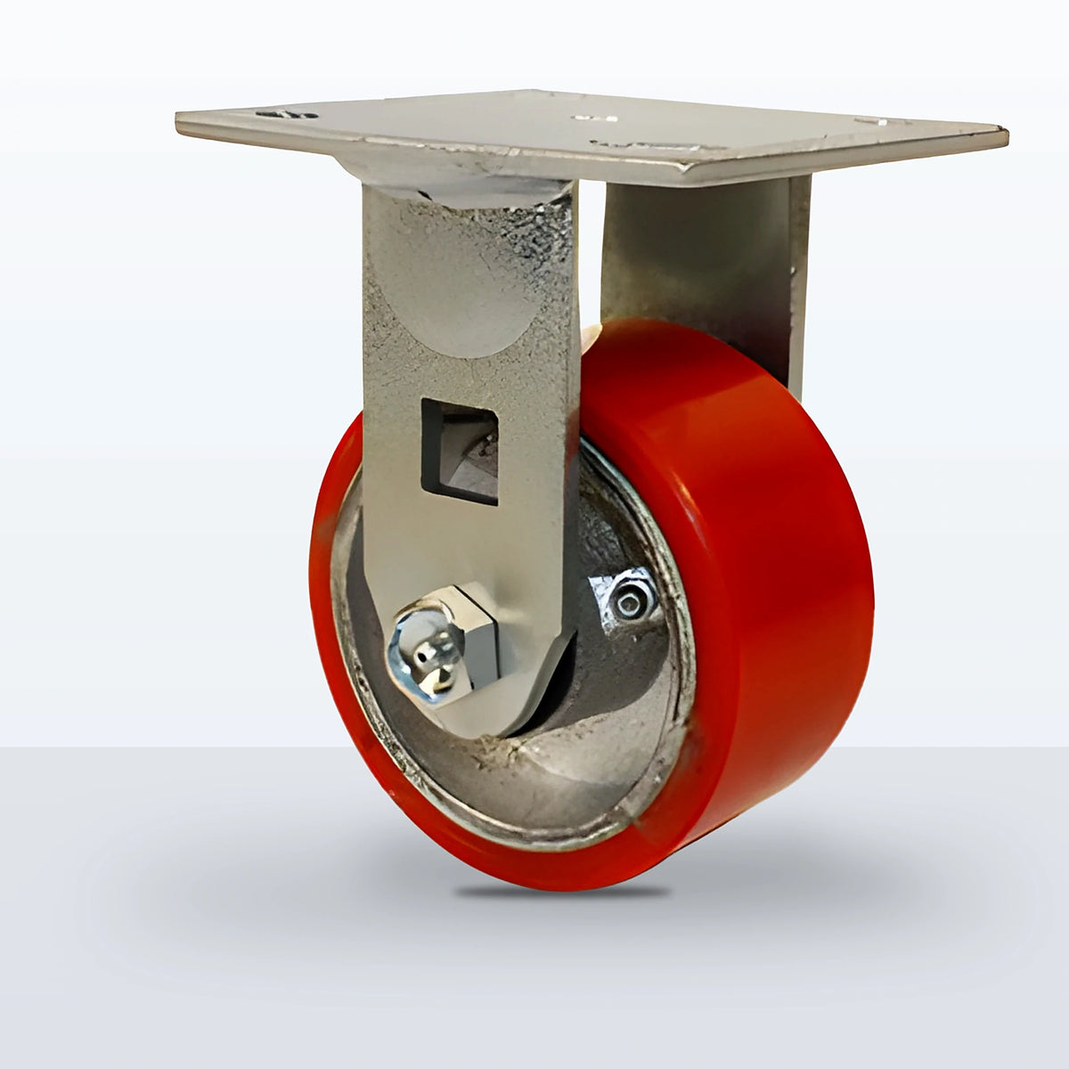 4" Polyurethane on Cast Iron Caster, Top Plate, 800 lb Capacity - Roller Bearing, 4 X 4-1/2 Plate, 5-5/8" Overall Height