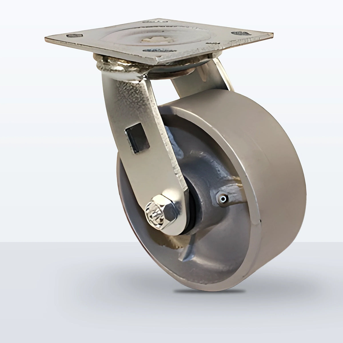 5" Cast Iron Caster, Top Plate, 1000 lb Capacity - Roller Bearing, 4 X 4-1/2 Plate, 6-1/2" Overall Height