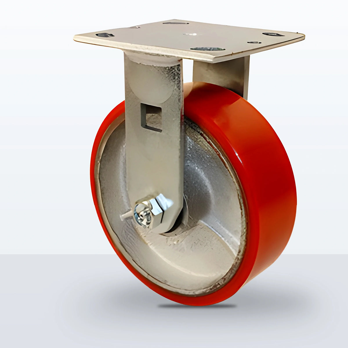 6" Polyurethane on Cast Iron Caster, Top Plate, 1200 lb Capacity - Roller Bearing, 4 X 4-1/2 Plate, 7-1/2" Overall Height