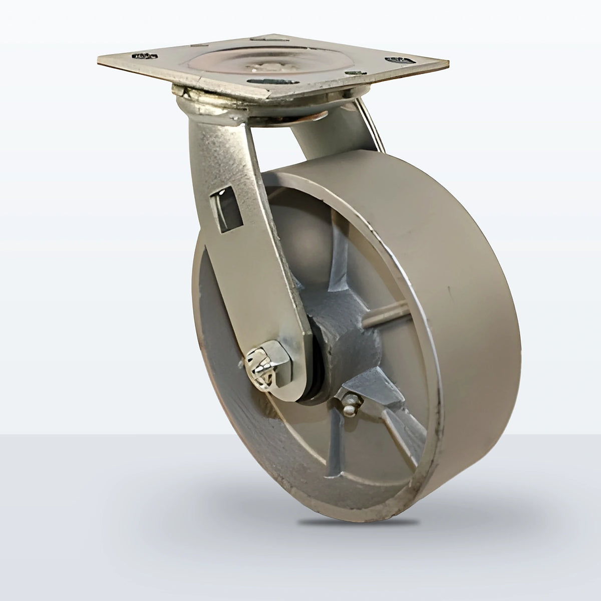 6" Cast Iron Caster, Top Plate, 1200 lb Capacity - Roller Bearing, 4 X 4-1/2 Plate, 7-1/2" Overall Height