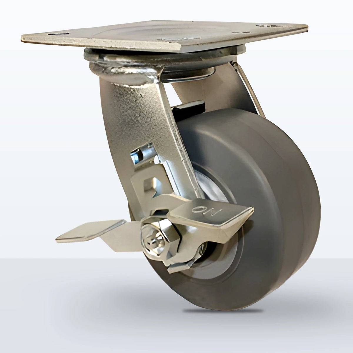 4" Thermoplastic Rubber Caster, Top Plate, 350 lb Capacity - Roller Bearing (10946)