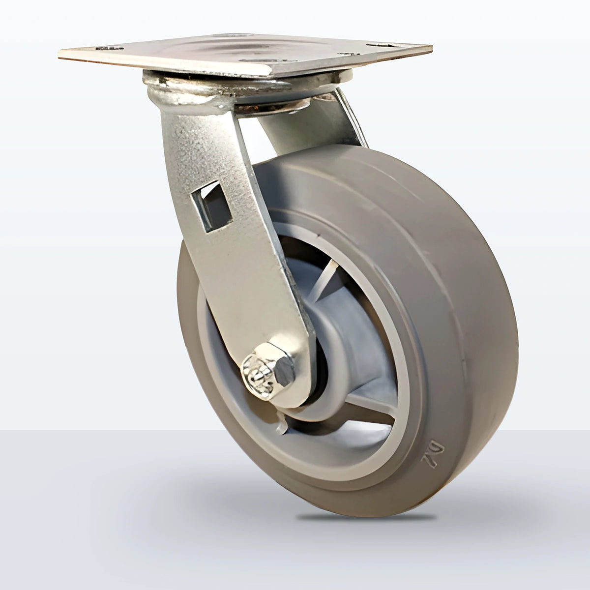 6" Thermoplastic Rubber Caster, Top Plate, 500 lb Capacity - Roller Bearing (10952)