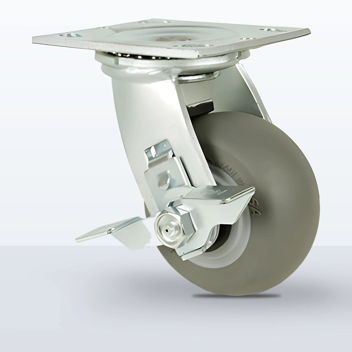 4" Thermoplastic Rubber Caster, Top Plate, 350 lb Capacity - Roller Bearing (10958)