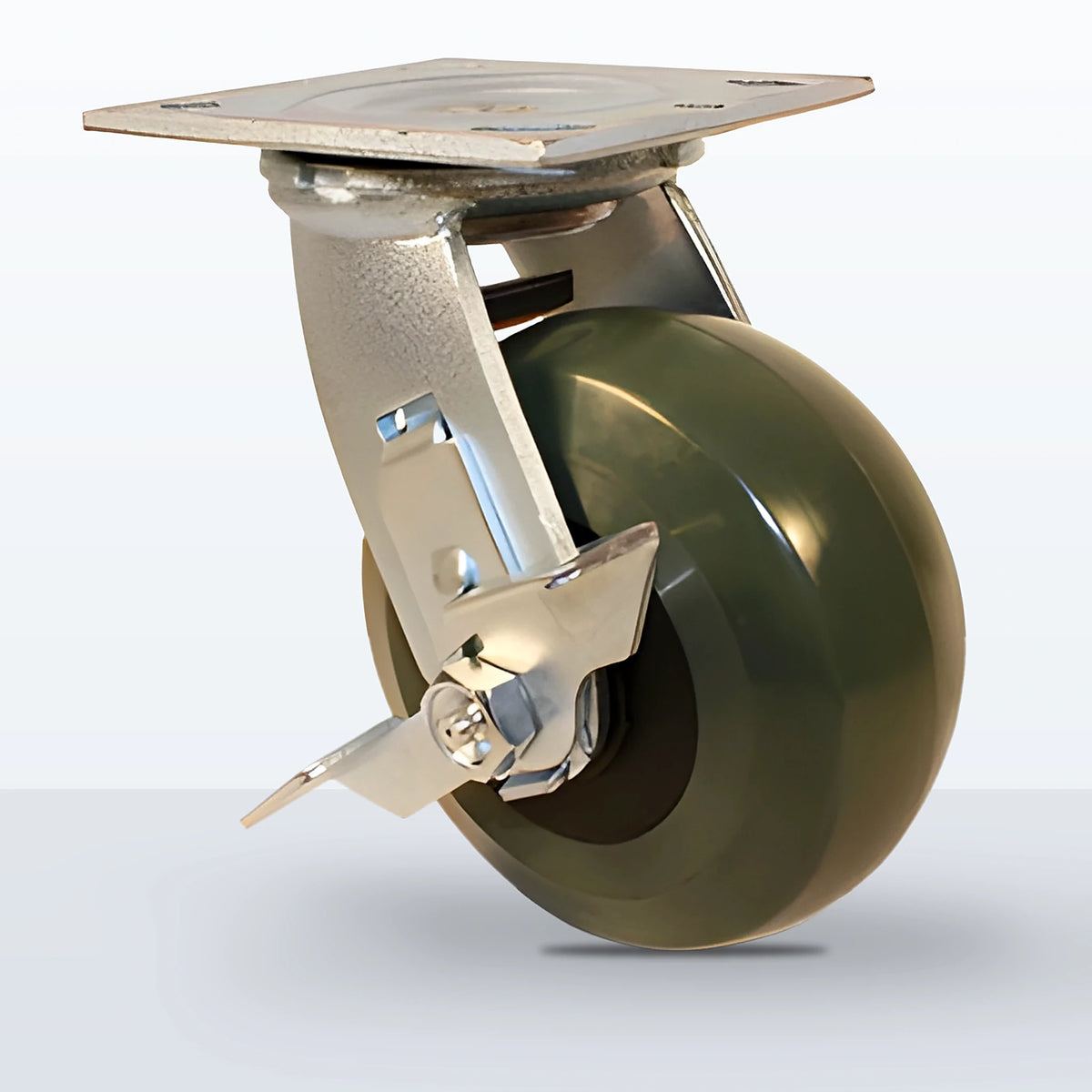 5" Premium Solid Polyurethane Caster, Top Plate, 1250 lb Capacity - Roller Bearing, 4 X 4-1/2 Plate