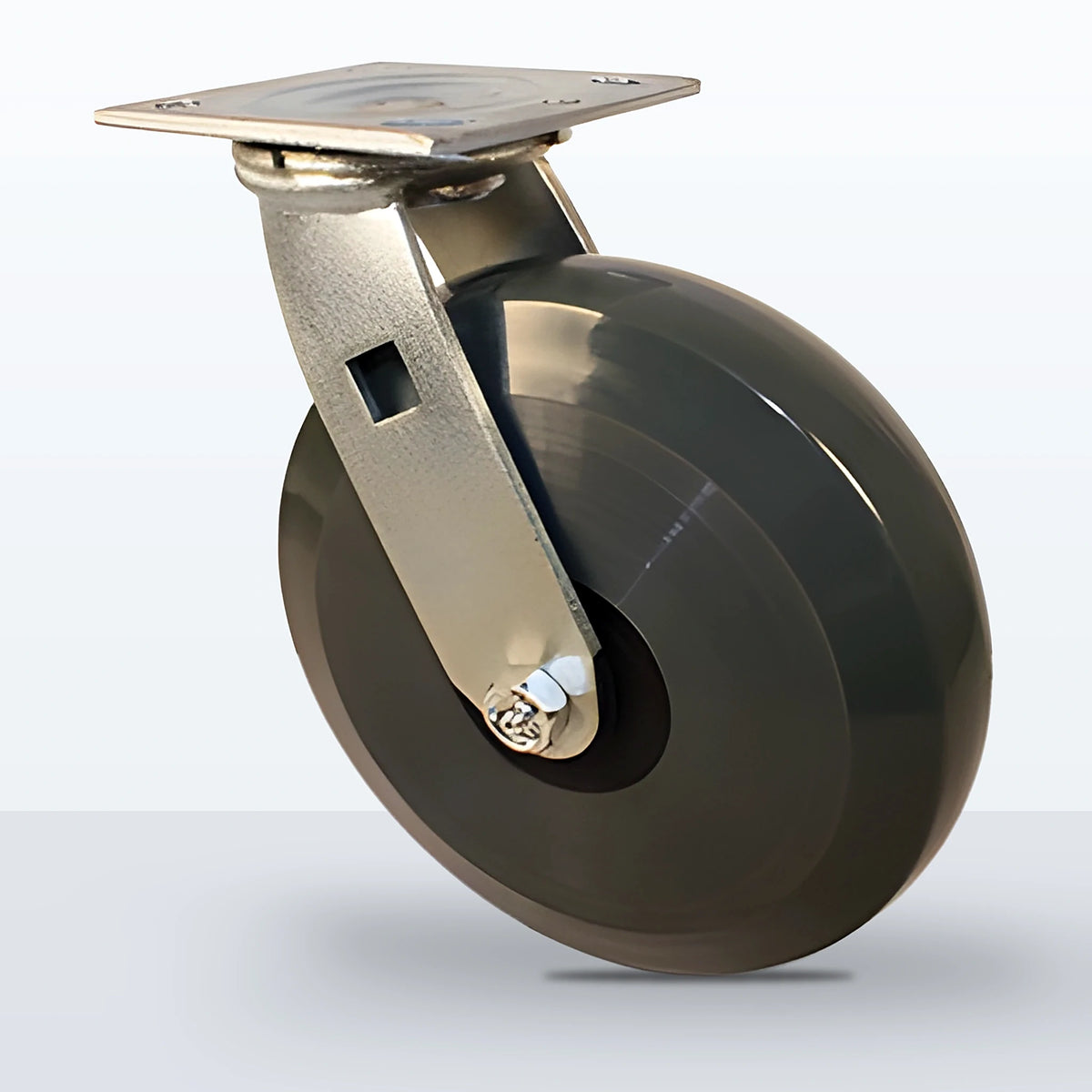 8" Premium Solid Polyurethane Caster, Top Plate, 1250 lb Capacity - Roller Bearing, 4 X 4-1/2 Plate