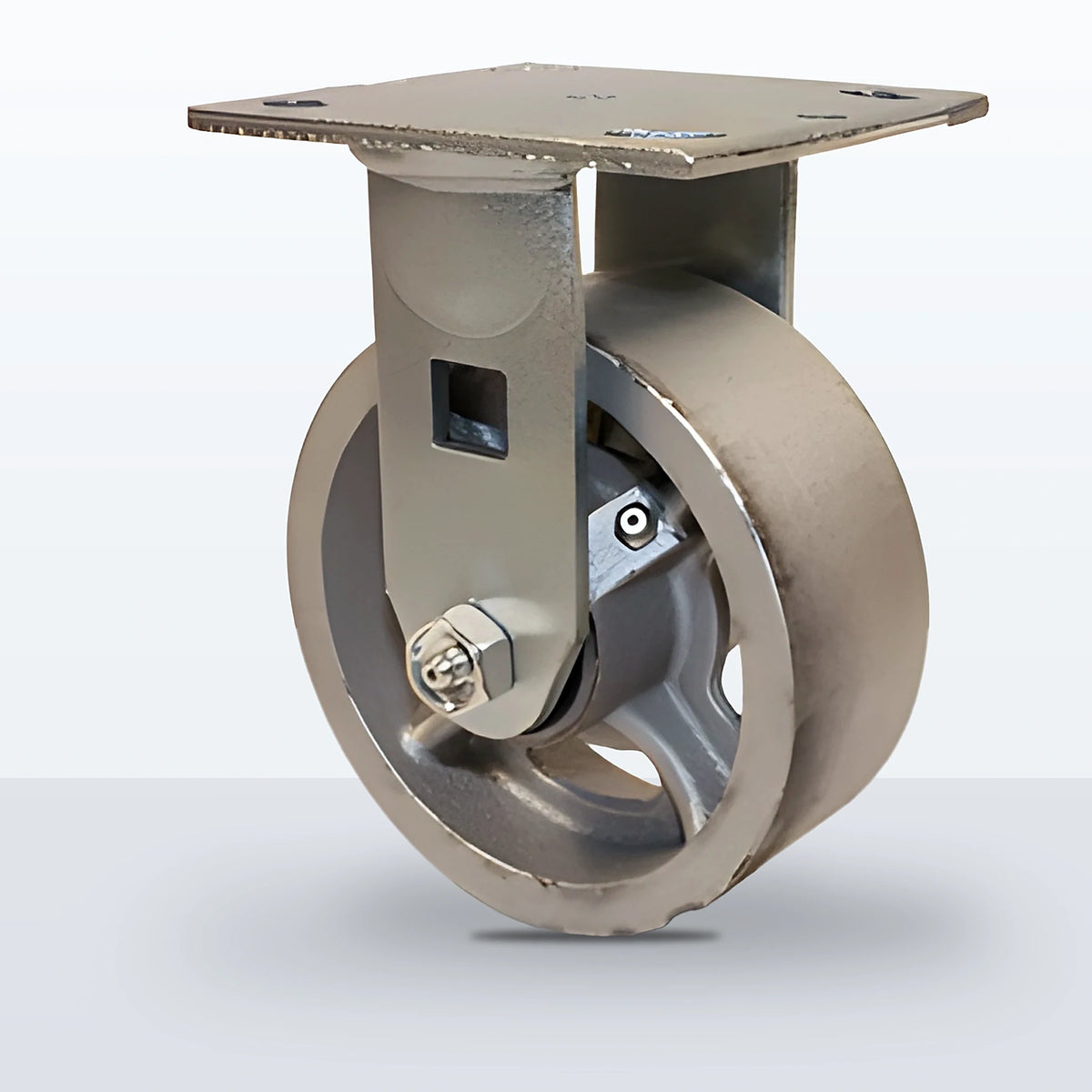 5" Cast Iron Caster, Top Plate, 1000 lb Capacity - Roller Bearing, 4 X 4-1/2 Plate, 6-1/2" Overall Height, Zinc