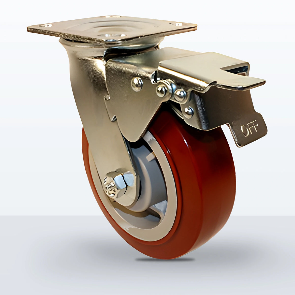 6" Polyurethane on Polypropylene Caster, Top Plate, 900 lb Capacity - Roller Bearing (10901)