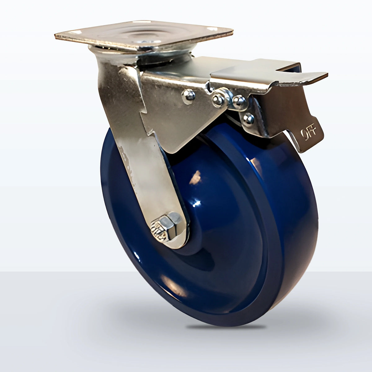 8" Solid Polyurethane Caster, Top Plate, 1000 lb Capacity - Roller Bearing, 4 X 4-1/2 Plate, 9-1/2" Overall Height