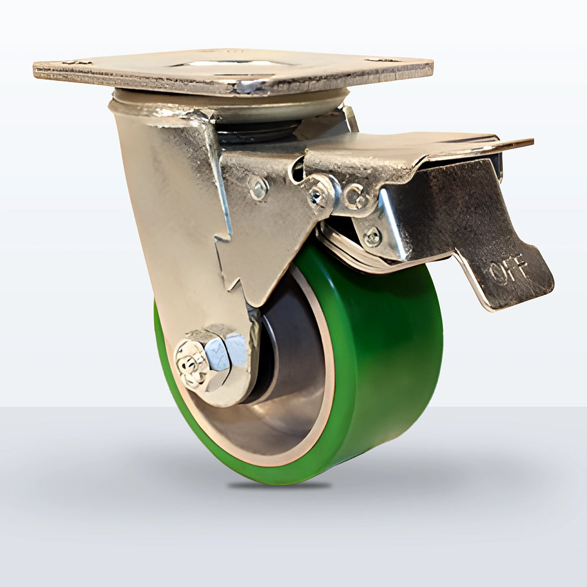 4" Polyurethane on Aluminum Caster, Top Plate, 800 lb Capacity - Roller Bearing, 4 X 4-1/2 Plate, 5-5/8" Overall Height