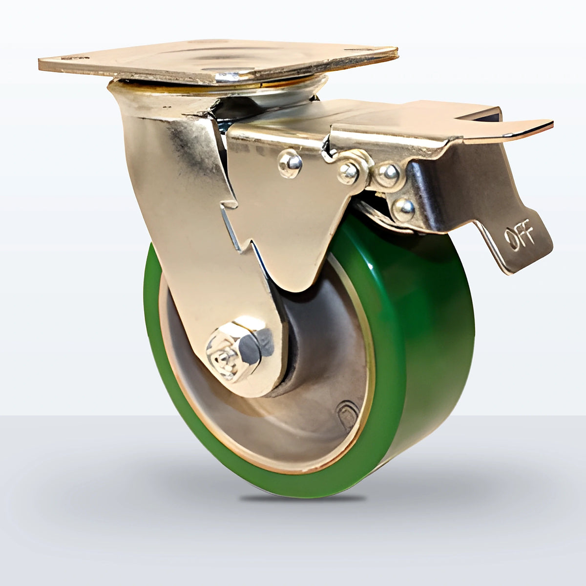 5" Polyurethane on Aluminum Caster, Top Plate, 900 lb Capacity - Roller Bearing, 4 X 4-1/2 Plate, 6-1/2" Overall Height