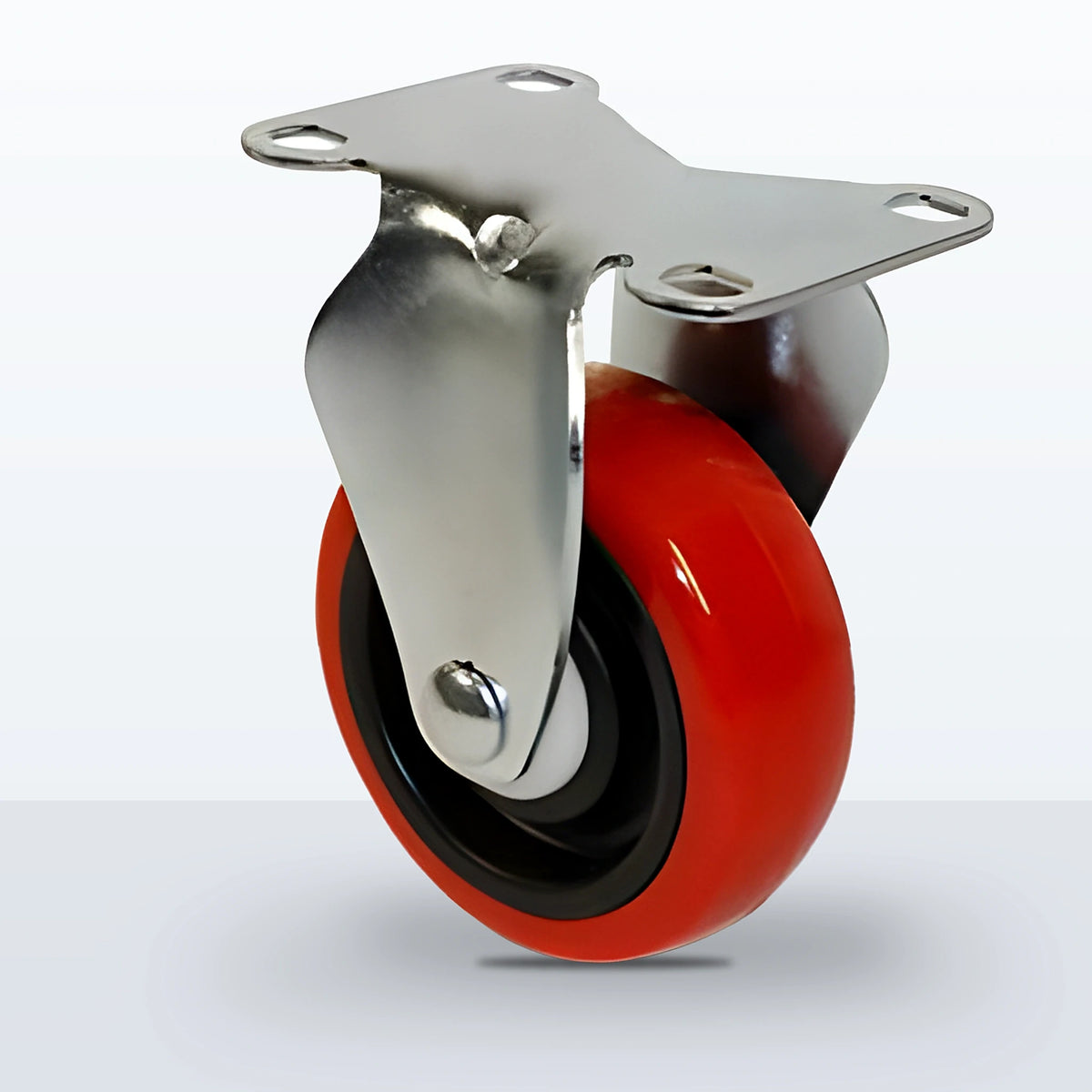 3-1/2" Polyurethane on Polypropylene Caster, Top Plate, 250 lb Capacity - Delrin with Steel Bushing