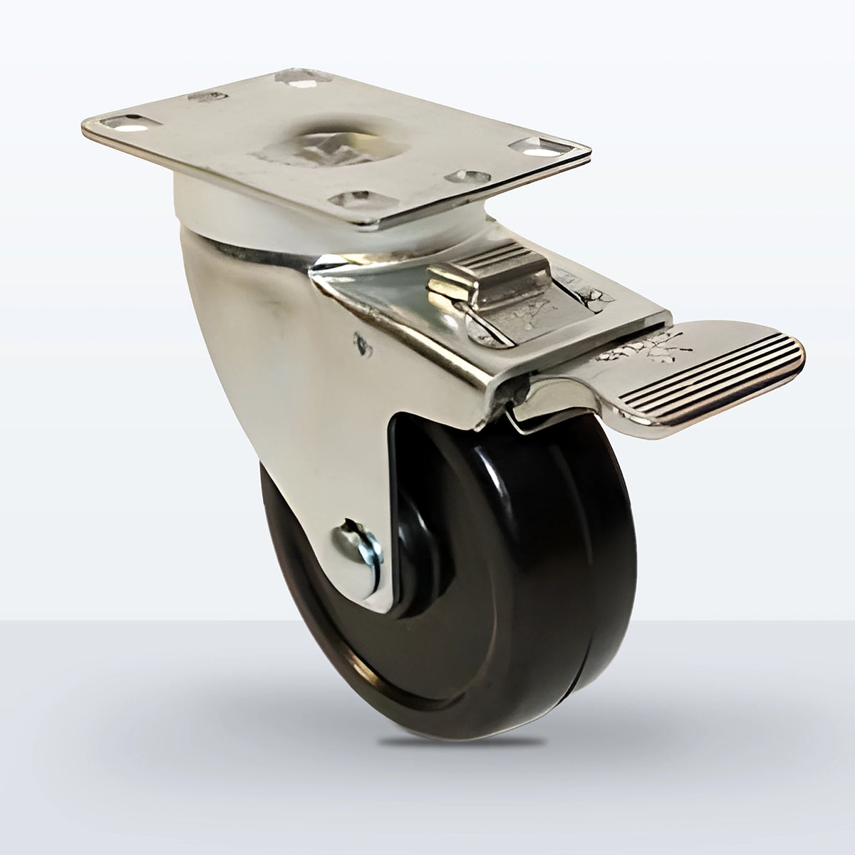 3-1/2" Soft Rubber Caster, Top Plate, 200 lb Capacity - Plain