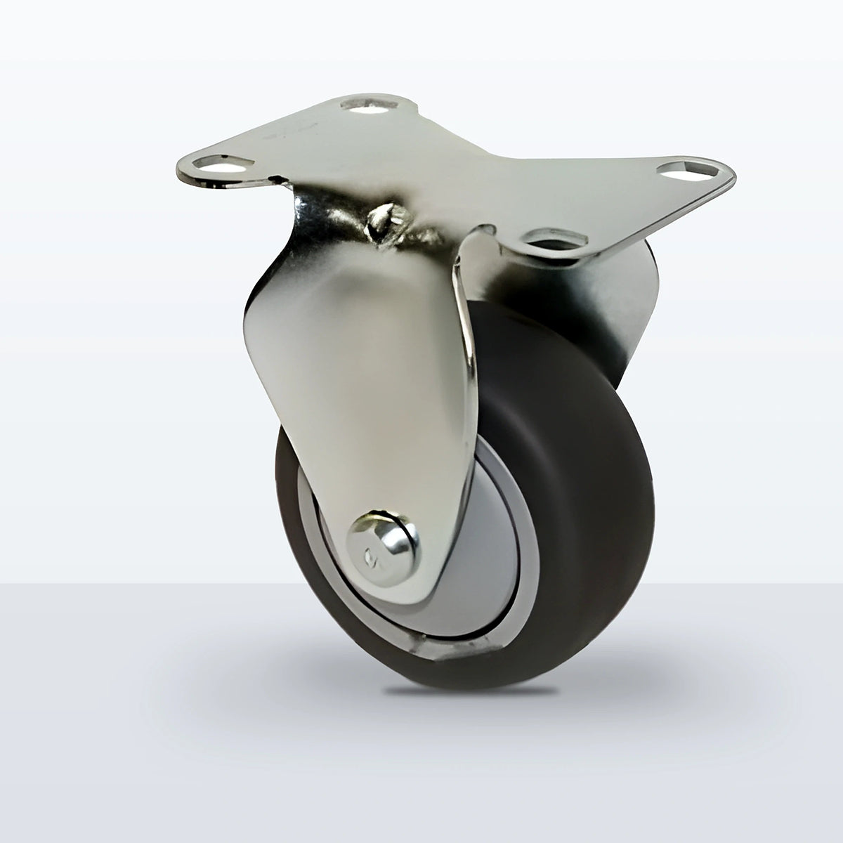 3" Thermoplastic Rubber on Polypropylene Caster, Top Plate, 210 lb Capacity - Ball Bearing with Full Thread Guard