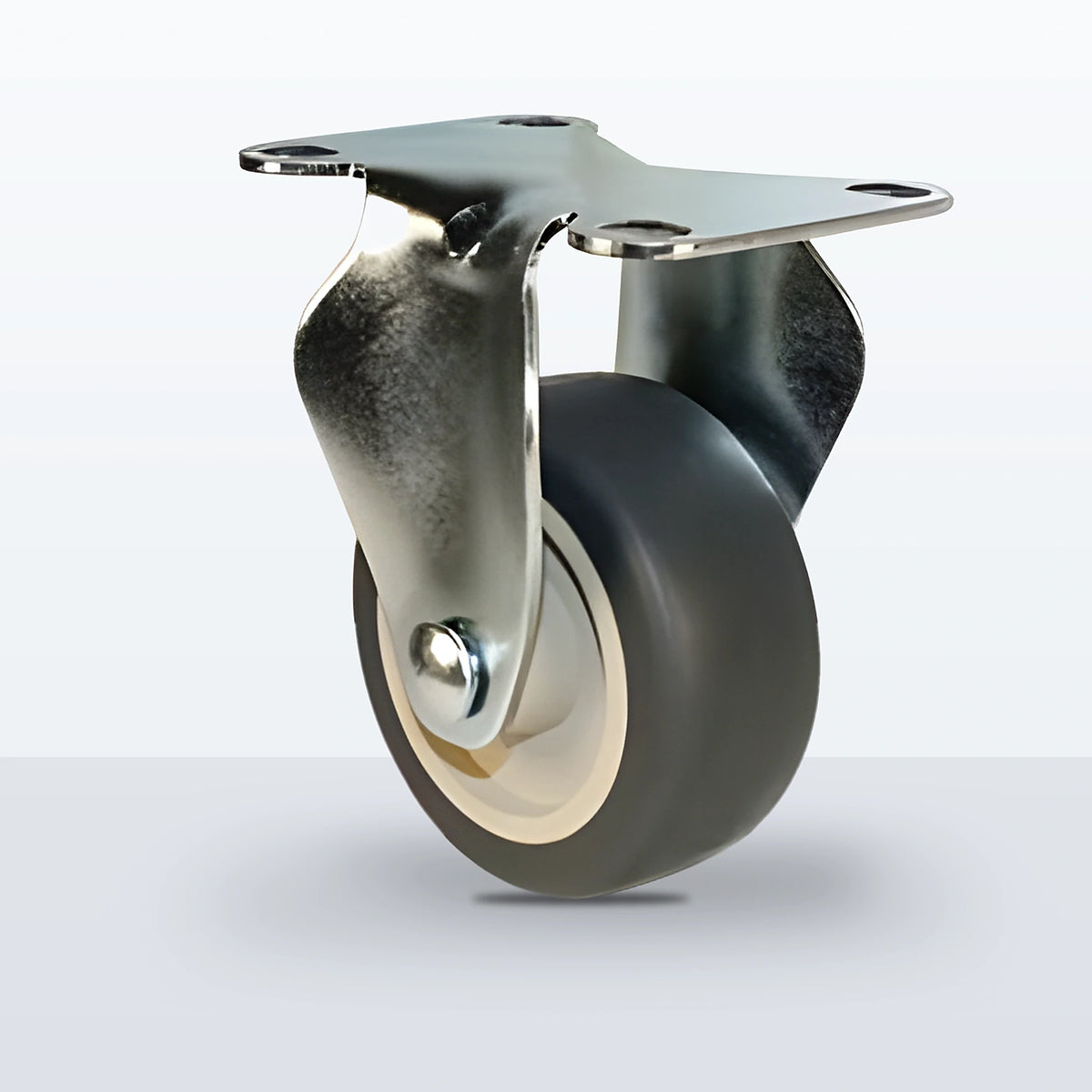 3" Thermoplastic Rubber on Polypropylene Caster, Top Plate, 210 lb Capacity - Plain with Steel Bushing