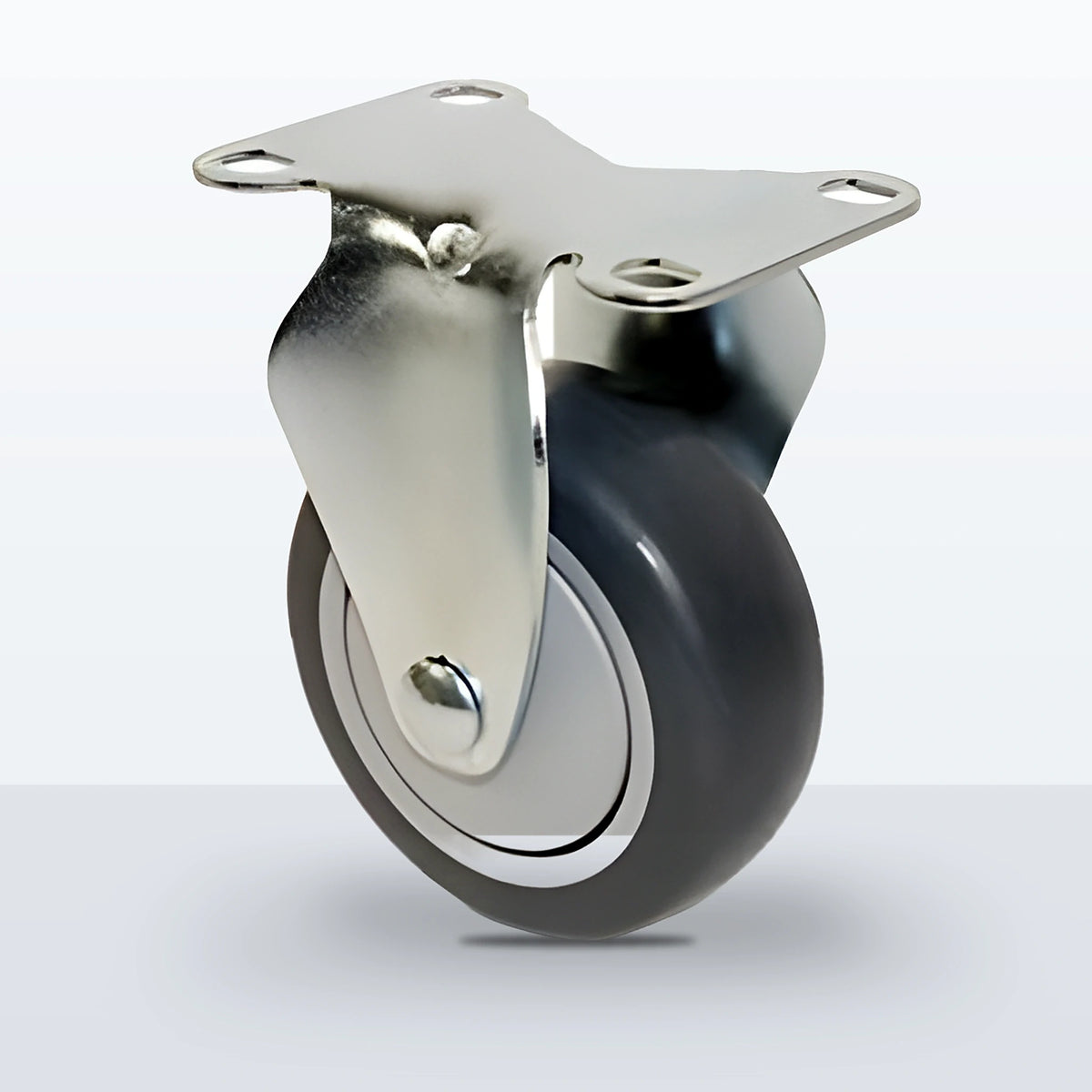 3-1/2" Thermoplastic Rubber on Polypropylene Caster, Top Plate, 230 lb Capacity - Ball Bearing with Full Thread Guard