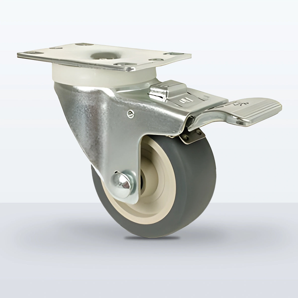 3-1/2" Thermoplastic Rubber on Polypropylene Caster, Top Plate, 230 lb Capacity - Plain with Steel Bushing