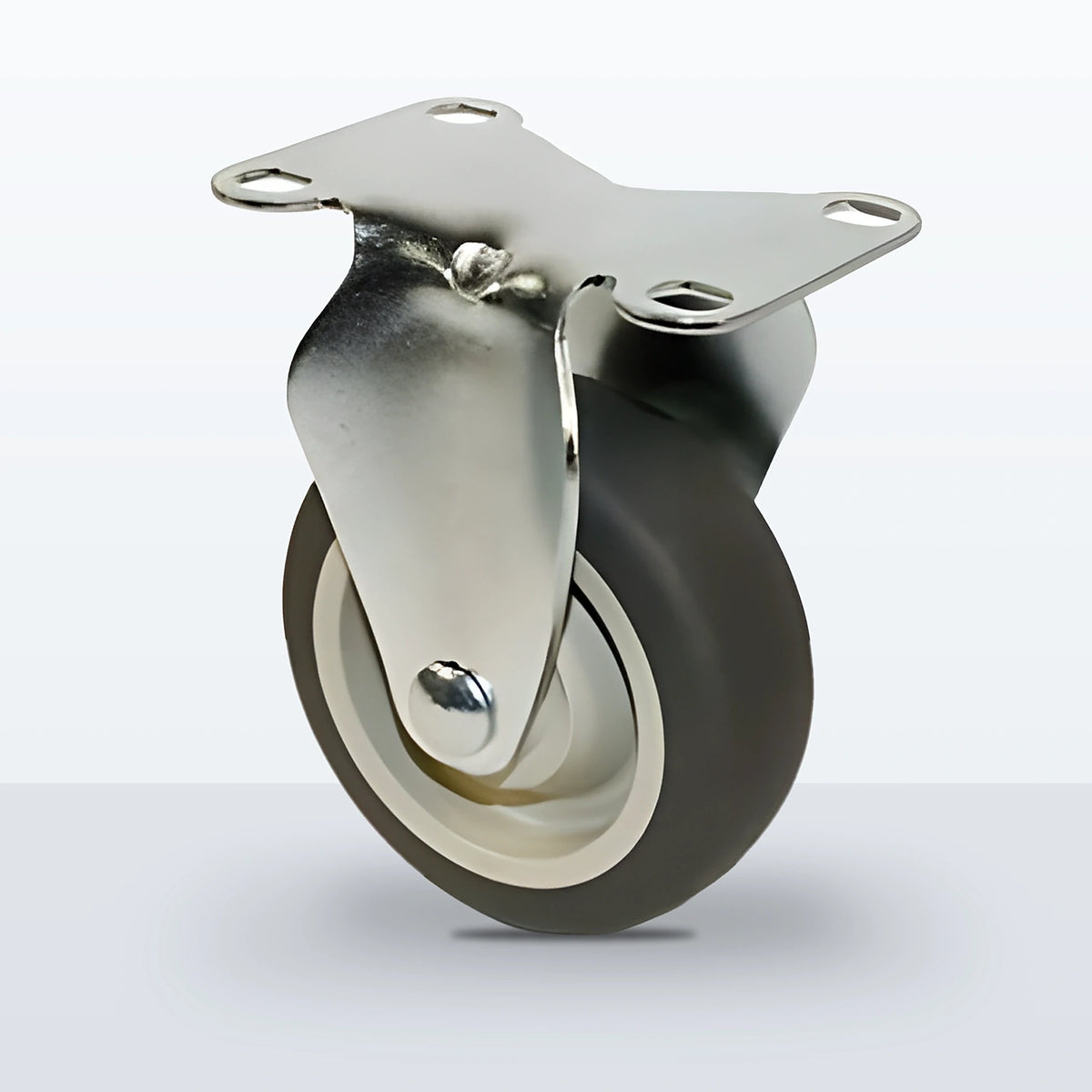 3-1/2" Thermoplastic Rubber on Polypropylene Caster, Top Plate, 230 lb Capacity - Plain with Steel Bushing